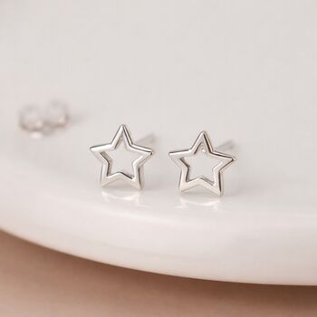 Sterling Silver Cut Out Star Stud Earrings – 5mm, 2 of 8