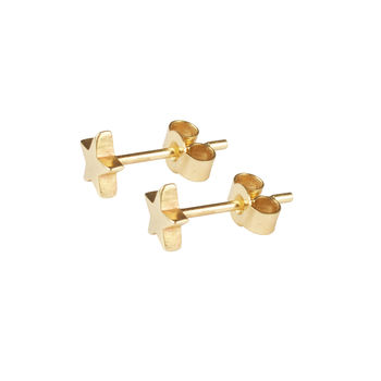Little Solid Gold Star Studs, 4 of 7