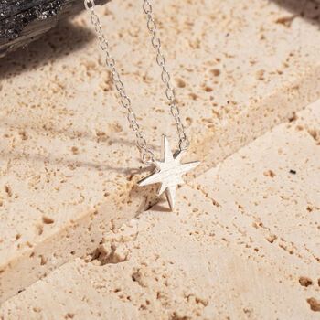 Brushed Recycled Silver North Star Necklace, 5 of 7