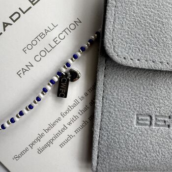 Chelsea Women Wsl Cwfc Bead Bracelet With Heart Charm Fan Gift, 3 of 6