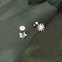 Sterling Silver Sun And Star 16 G Flat Back Labret Earrings, thumbnail 6 of 12