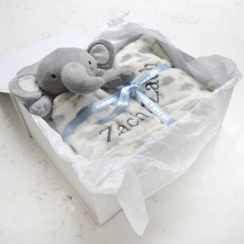 Personalised Elephant Comforter And Cream Blanket Set, 4 of 6