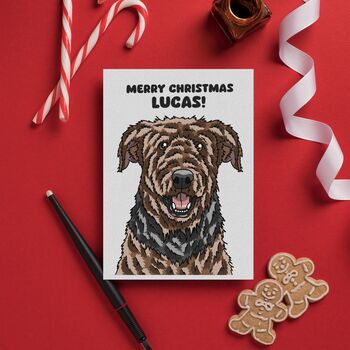 Custom Airedale Terrier Christmas Jumper Greeting Card, 3 of 11