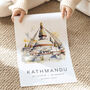 Nepal Travel Print Of Kathmandu, thumbnail 2 of 7