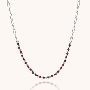 Gem Shine Garnet Necklace With Paperclip Chain, 2 of 7