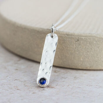Sterling Silver Birthstone Drop Bar Pendant, 3 of 6