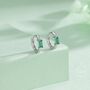 Sterling Silver Emerald Green Single Baguette Cut Cz Huggie Hoop, thumbnail 1 of 12