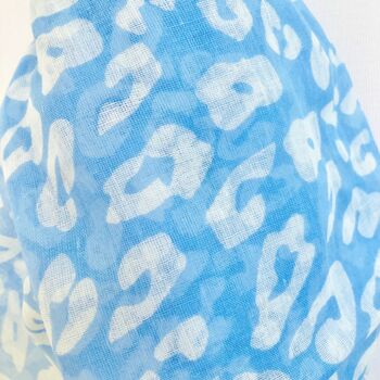 Pale Blue And White Animal Print Cotton Scarf, 3 of 5