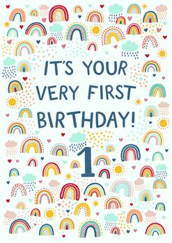 Boys 1st Birthday Card, Rainbow First Birthday Card, 3 of 3