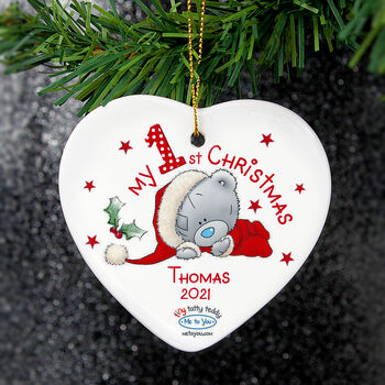 Personalised My 1st Christmas Ceramic Heart Decoration, 2 of 2