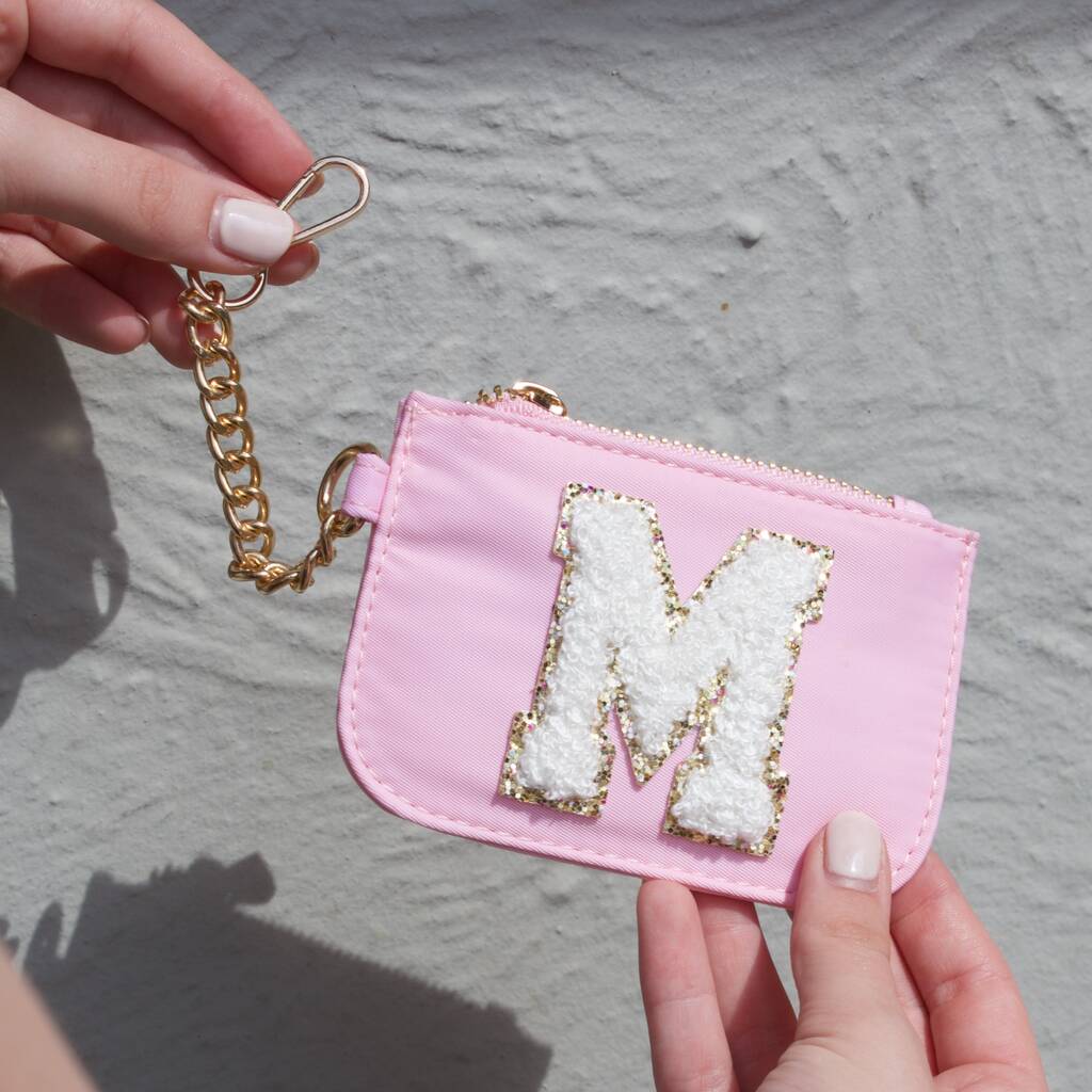 Personalised Keyring Pouch With Glitter Letter By Mylee London