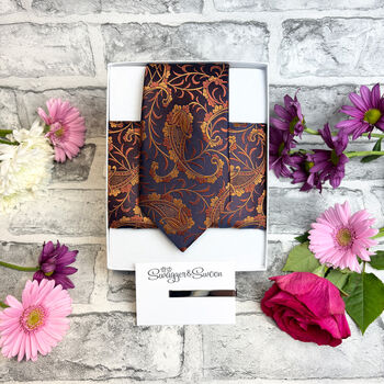 Copper Vintage Paisley Wedding Tie Set, 6 of 6