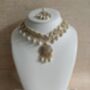 White Gold Kundan Pearl Set Necklace, Earrings And Tikka, thumbnail 1 of 12