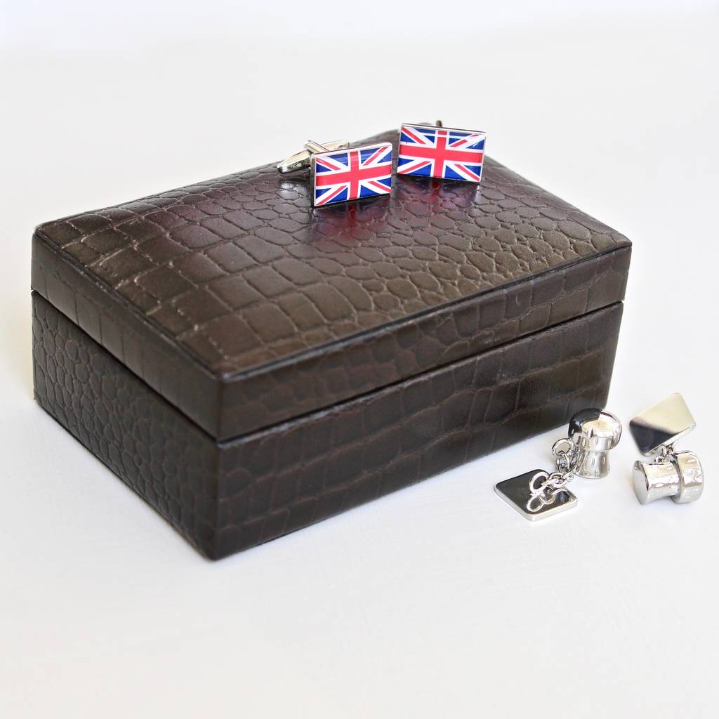 Leather Cufflinks Case By Chapel Cards