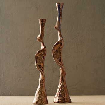 Handmade Black Brass Spiral Candle Holder Set, 4 of 12
