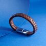 Silver Clasp Custom Brown Leather Bracelet, thumbnail 4 of 12
