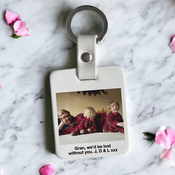 Custom Leather Photo Keyring With Message, 2 of 6
