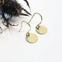 9ct Yellow Gold Hammered Disc Earrings, thumbnail 2 of 10