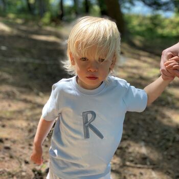 Personalised Letter Embroidered Child Baby T Shirt, 6 of 10