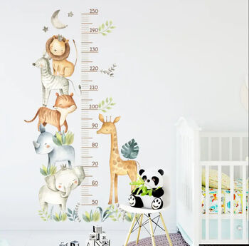 Child’s Safari Animals’ Wall Vinyl Height Chart, 50cm To150cm, Removable, 7 of 8