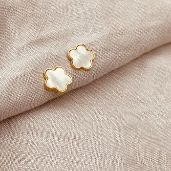 Mother Of Pearl Clover Earrings, 3 of 3