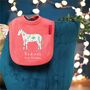 Personalised Nordic Horse First Christmas Bib, thumbnail 1 of 7