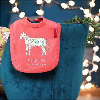 Personalised Nordic Horse First Christmas Bib, 3 of 7