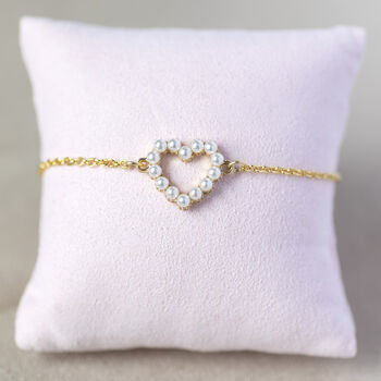 Personalised Heart Bracelet With Pearl Detail, 6 of 10