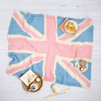 Union Jack Blanket Pastel Intermediate Knitting Kit, 4 of 12