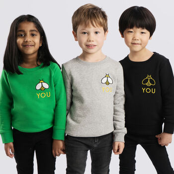 'Bee You' Embroidered Organic Children's Sweatshirt, 2 of 10