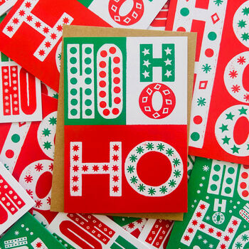 Pack Of Four Christmas Cards Ho Ho Ho, 4 of 7