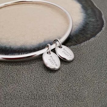 Personalised Solid Silver Pebble Bangle, 7 of 10