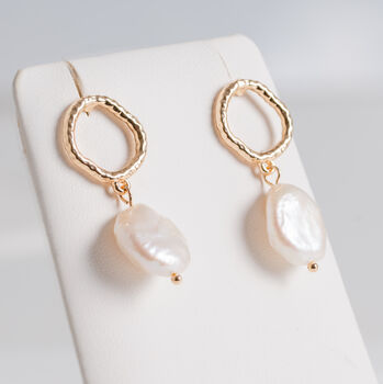 Ringo Fresh Water Pearl Earrings Gold Plated, 2 of 4