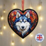 Husky Stained Glass Effect Heart Suncatcher, thumbnail 1 of 5