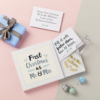 Mr And Mrs First Christmas Decoration Gift Set, 6 of 6