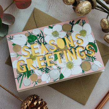 Seasons Greetings Floral Papercut Christmas Card, 2 of 4