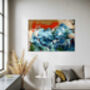 Large Blue Red Abstract Expressionist Painting Authentic Art Contemporary, thumbnail 2 of 5