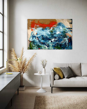 Large Blue Red Abstract Expressionist Painting Authentic Art Contemporary, 2 of 5