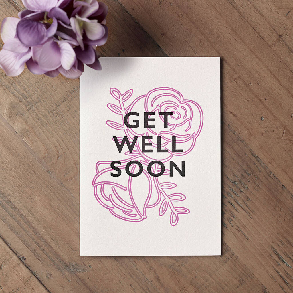 'Get Well Soon' Botanical Letterpress Card, 1 of 4