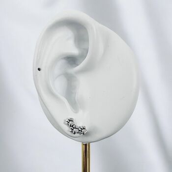 Sterling Silver Oxidised Paw Stud Earrings, 6 of 10