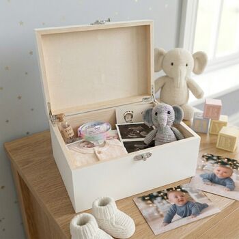 Personalised Initial Baby White Keepsake Box Three Sizes, 2 of 12