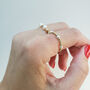 Mixed Metal Sterling Silver 925 Stacking Stretch Bead Ring, thumbnail 2 of 10