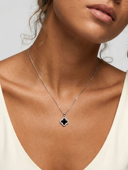 Sterling Silver Black Clover Necklace, 4 of 4