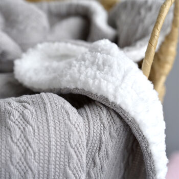 Personalised Grey Knitted Blanket With Pom Pom, 6 of 8