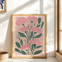 Pink Flowers Japanese Style Art Print, thumbnail 1 of 4