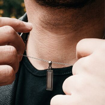 Silver Monolith Bar Stainless Steel Pendant Necklace, 8 of 10
