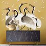 Japanese Cranes Wall Stickers ~ Peel And Stick Fabric Decals, thumbnail 2 of 8