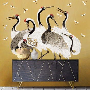 Japanese Cranes Wall Stickers ~ Peel And Stick Fabric Decals, 2 of 8