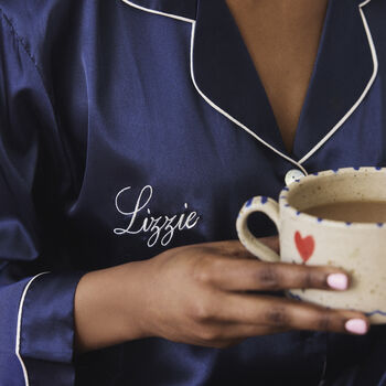Personalised Silky Women's Embroidered Luxury Pyjama, 2 of 12