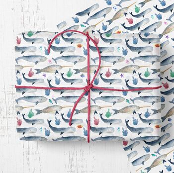 Whale Fishes Wrapping Paper Roll Or Folded, 3 of 3